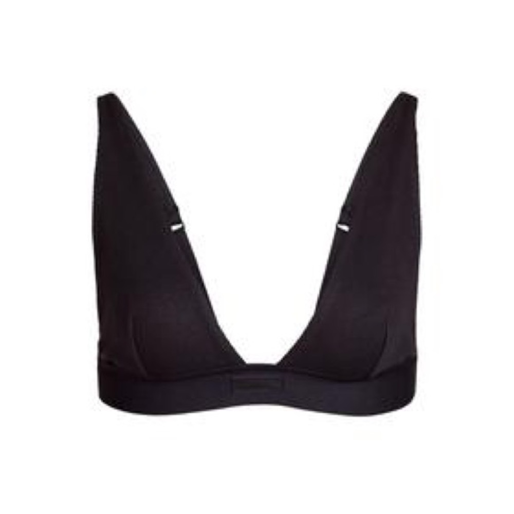 Skims Cotton Plunge Bralette - Soot Black